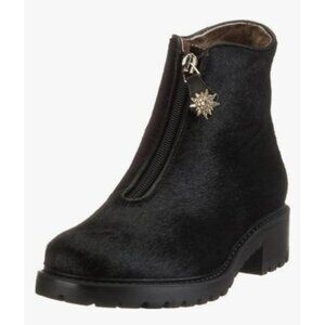 Diavolezza Women's Boots Shearling Black Ankle Boots Fur Zip Front Winter Shoes